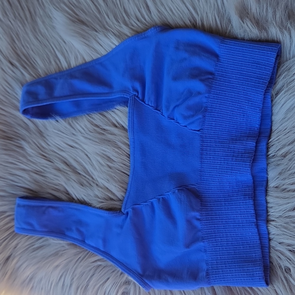 Nwot! Free People Movement Good Karma Square Neck Bra Blue